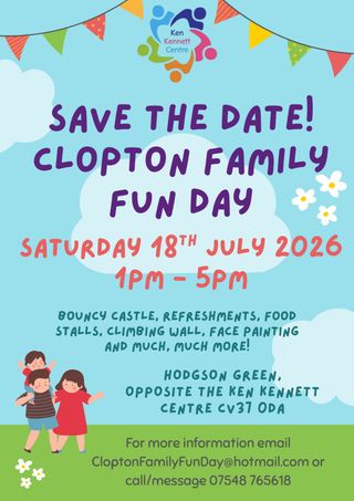 Save the Date – Clopton Family Fun Day, Saturday 18th July 2026, 1pm–5pm